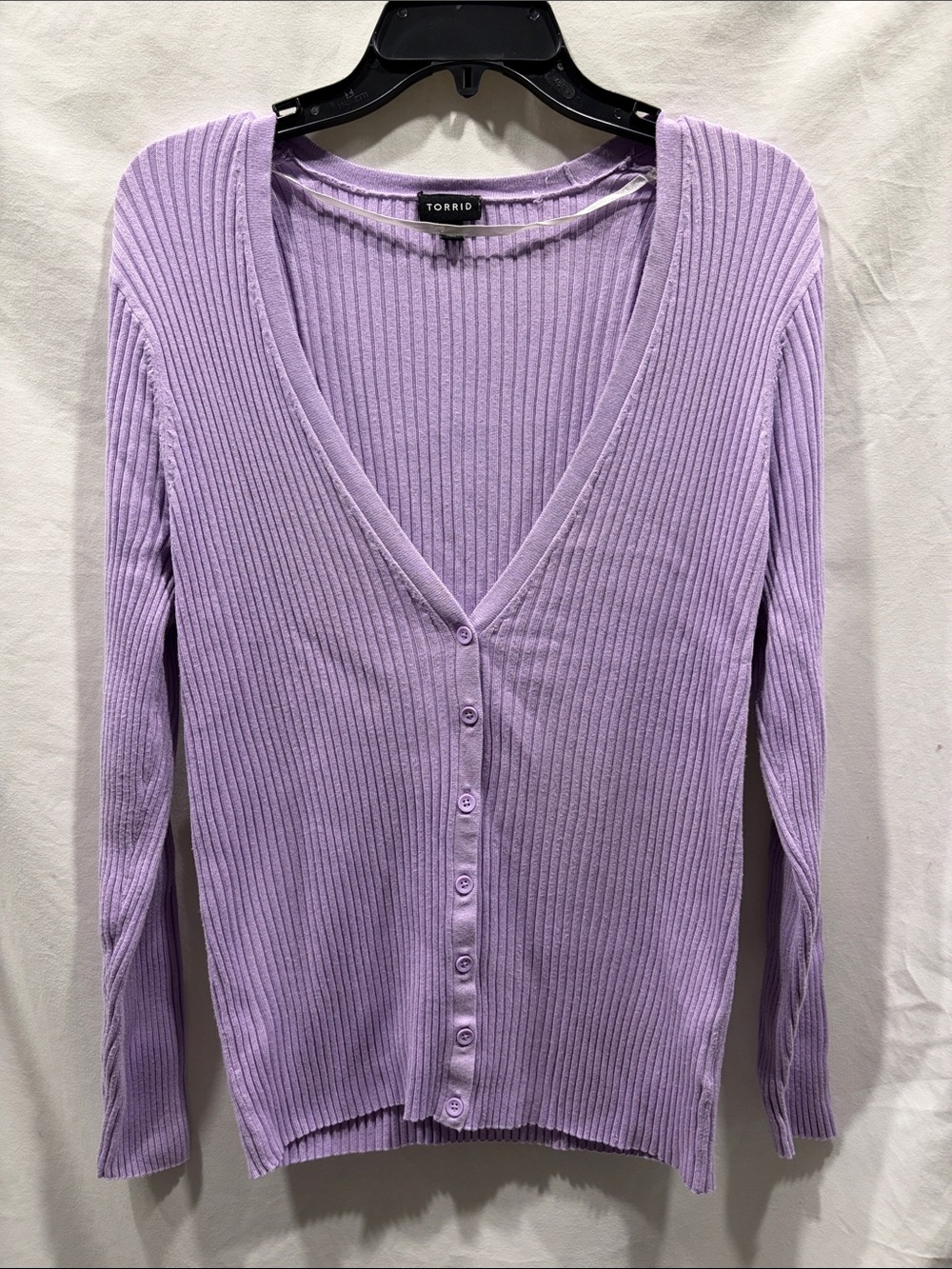Torrid Lavender Ribbed V-Neck Button Cardigan